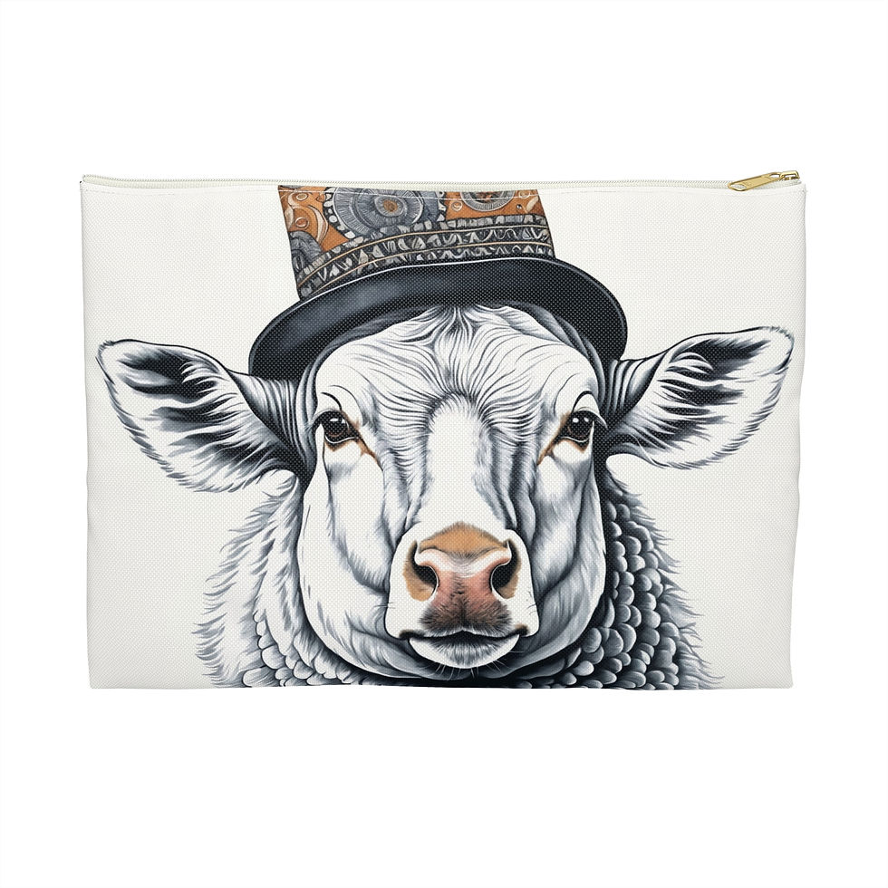 Thumbnail: Whimsical Sheep Accessory Pouch | Farmhouse Decor, Cute Cosmetic Bag, Travel Bag