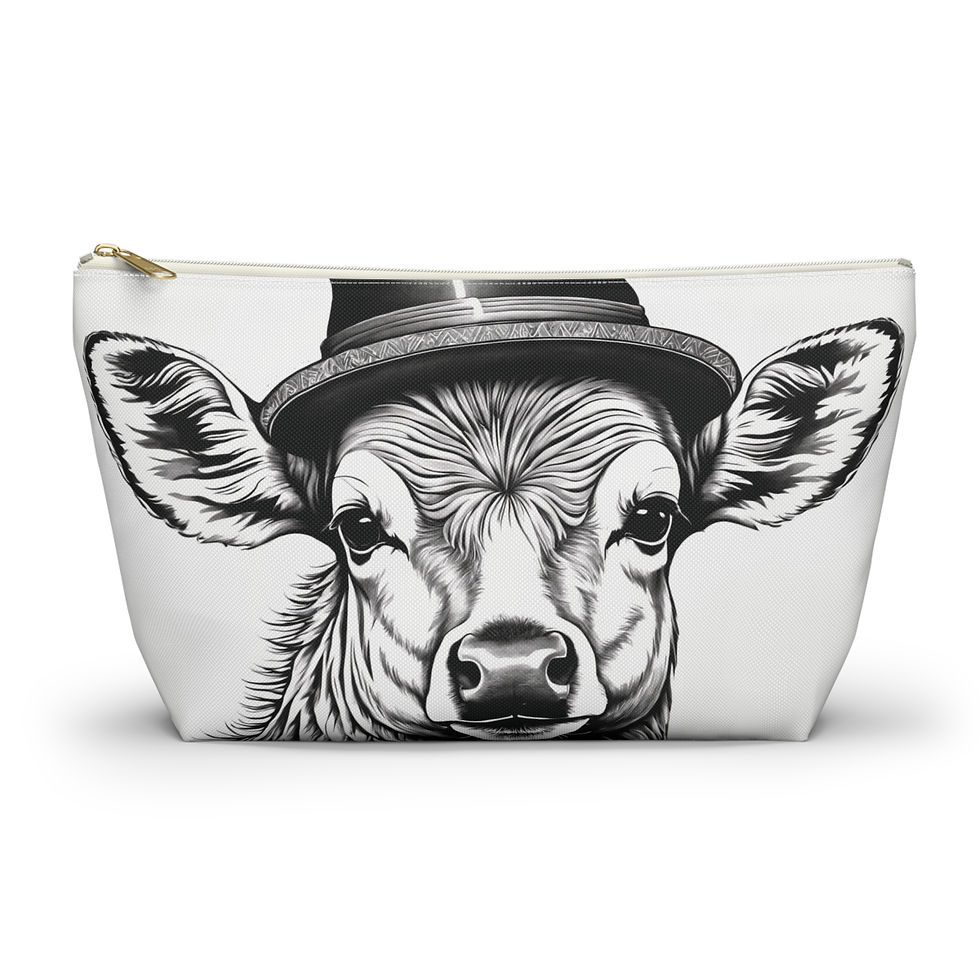 Thumbnail: Doe Sketch Accessory Pouch | Cow Art Makeup Bag, Farmhouse Bag, Cute Pouch