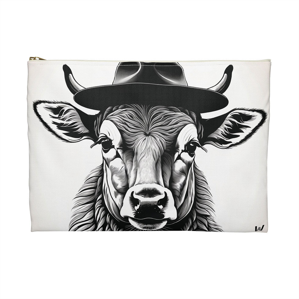 Thumbnail: Stylish Bull Accessory Pouch | Farmhouse Decor, Gift for Her, Travel Makeup Bag