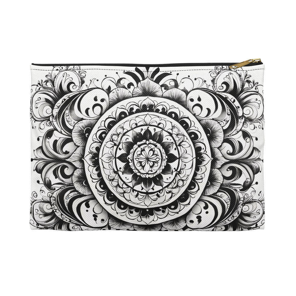 Thumbnail: Mandala Accessory Pouch | Flower Design Clutch, Gift for Art Lovers, Travel Bag