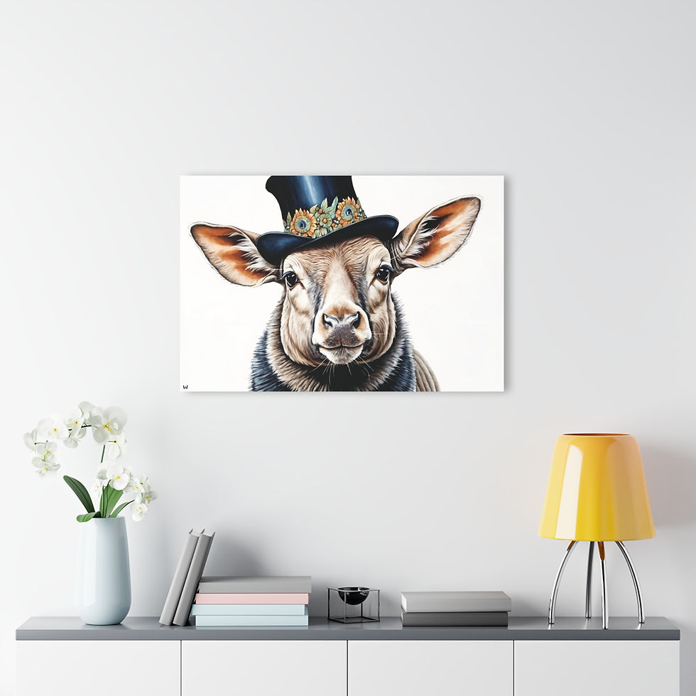 Thumbnail: Fancy Sheep Acrylic Print | Farmhouse Wall Art, Homestead Design