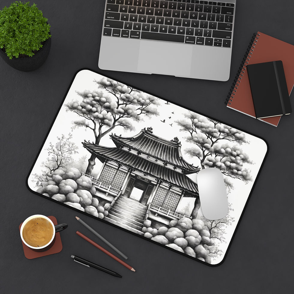 Thumbnail: Zen Garden Desk Mat | Tranquil Asian Landscape for Home Office