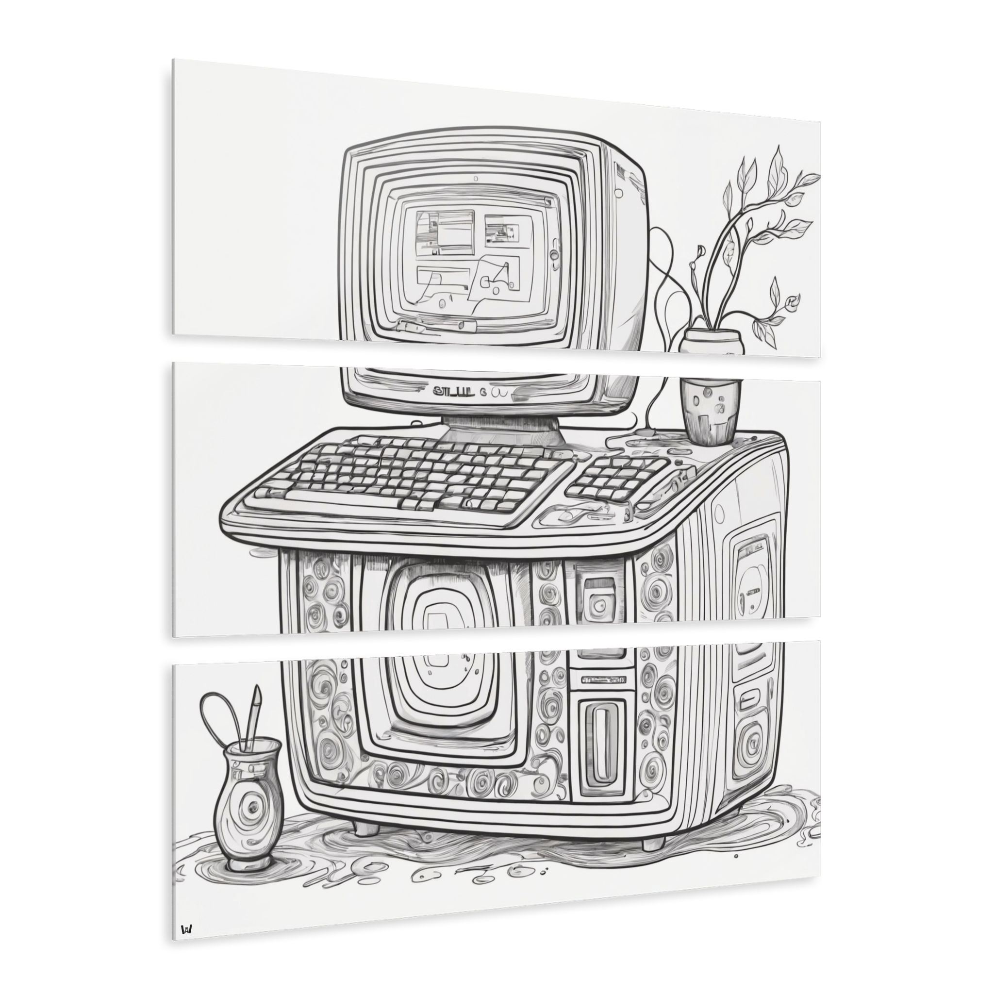 Abstract Computer Doodle Acrylic Tri-Print | Computer Art, Tech Design, Wall Art