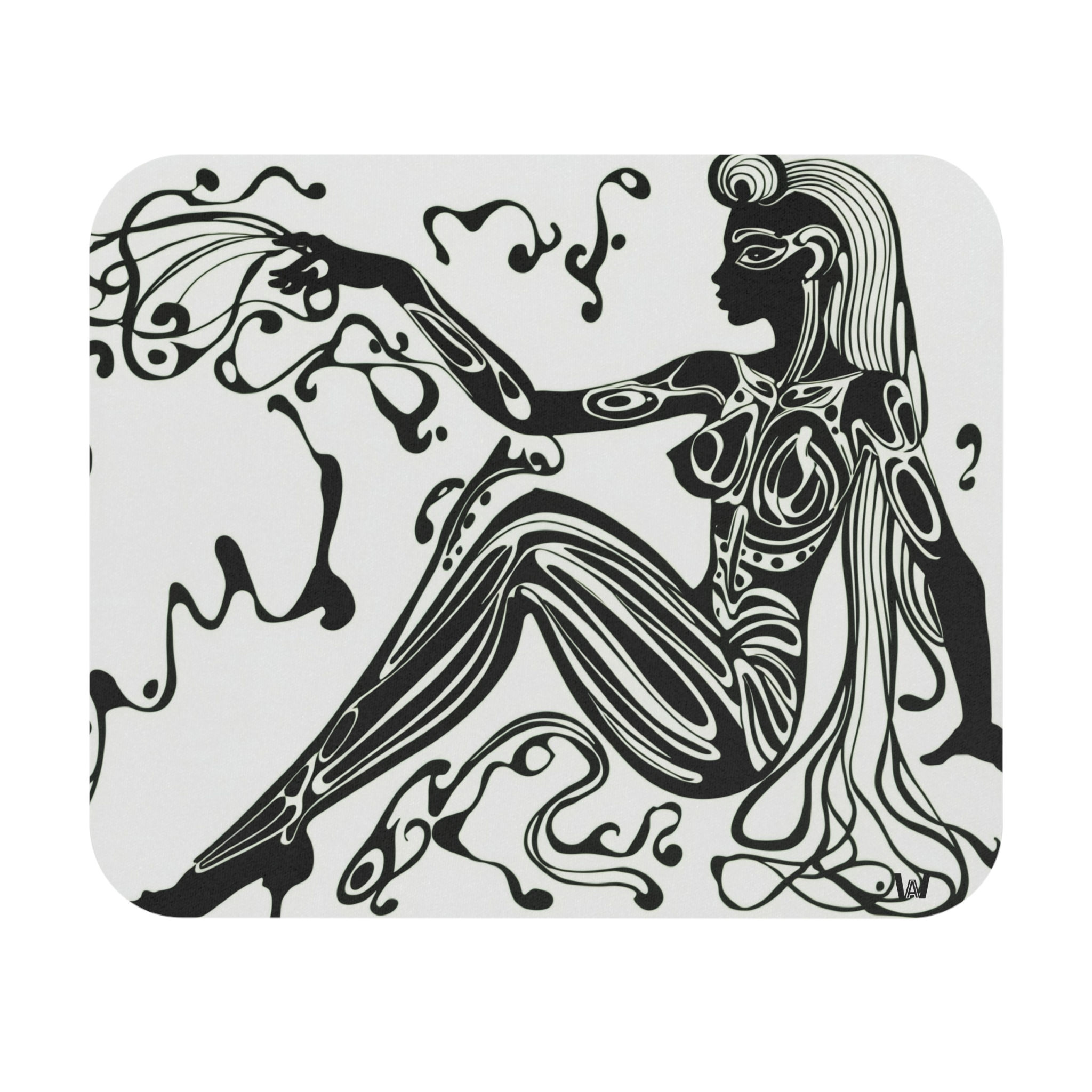 Artistic Line Art Mouse Pad | Black & White Decorative Desk Mat