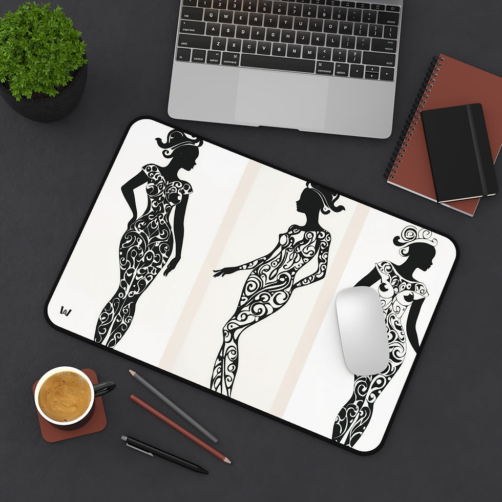 Thumbnail: Three Pose Silhouette Desk Mat | Stylish Office Decor, Fashion Design, Chic Art