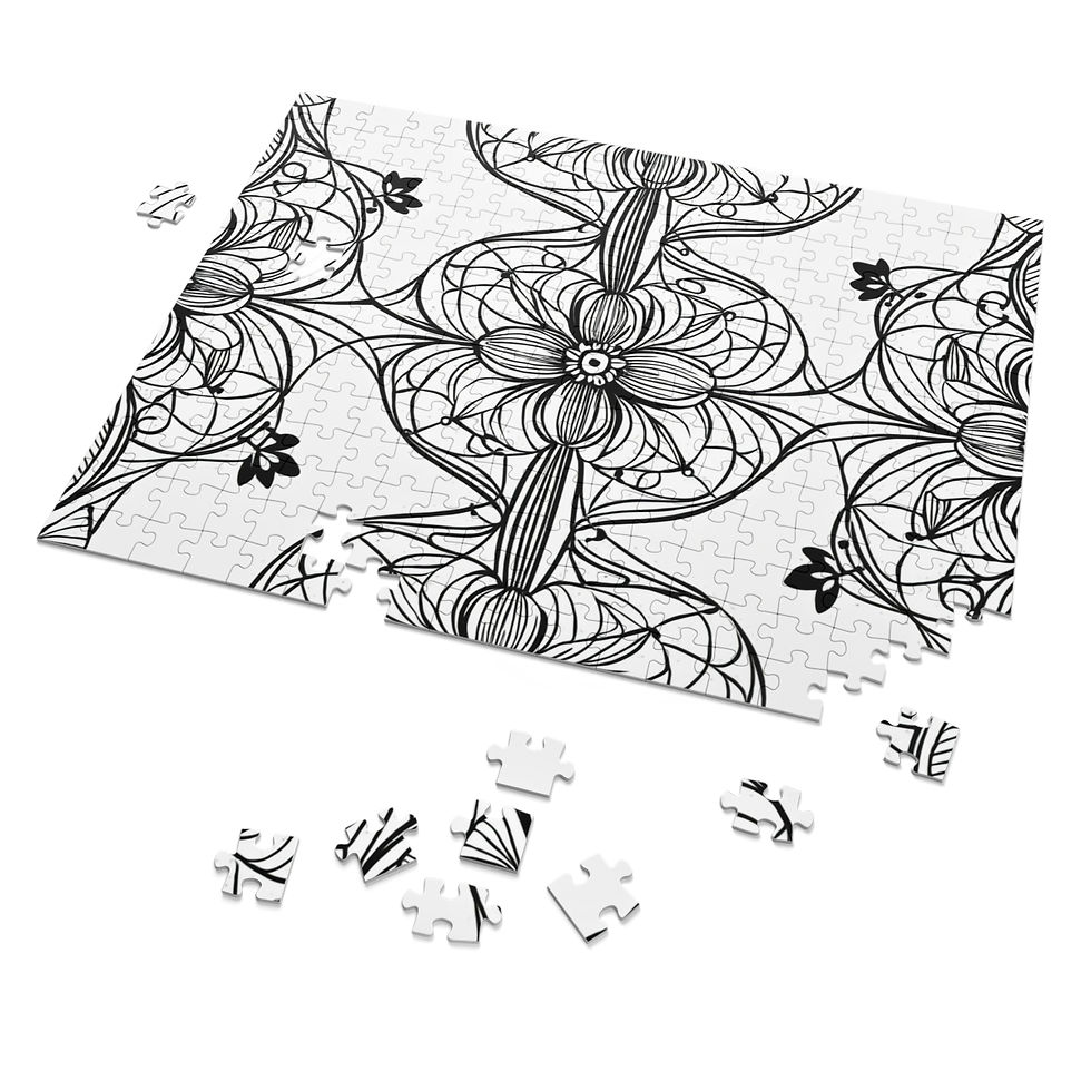 Thumbnail: Elegant Floral Jigsaw Puzzle with Tin - Relaxing Mindfulness Activity