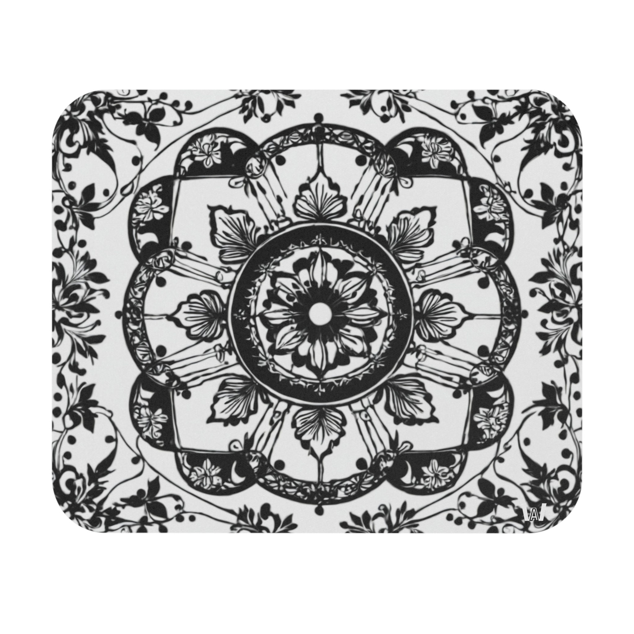 Ornate Black & White Mandala Mouse Pad | Desk Mat for Home Office