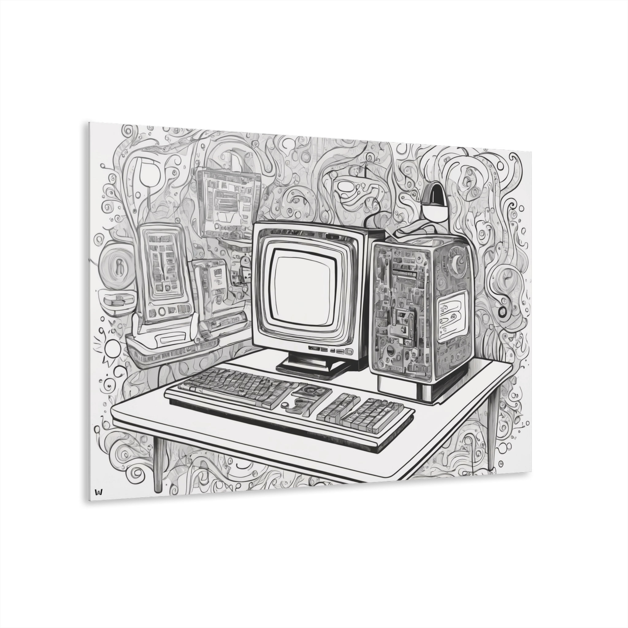 Retro Computer Inspired Acrylic Print | Office Wall Decor, Abstract Design