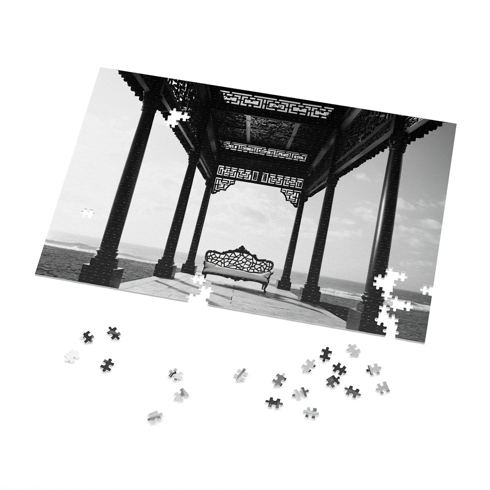 Thumbnail: Elegant Black & White Jigsaw Puzzle with Tin – Serene Home Décor