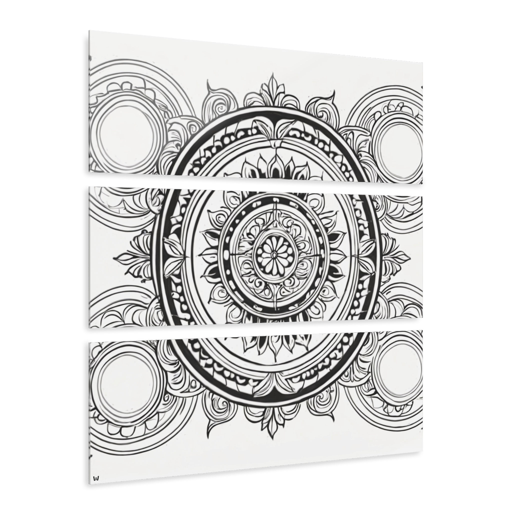 Mandala Acrylic Tri-Print | Wall Art, Home Decor, Black & White Style