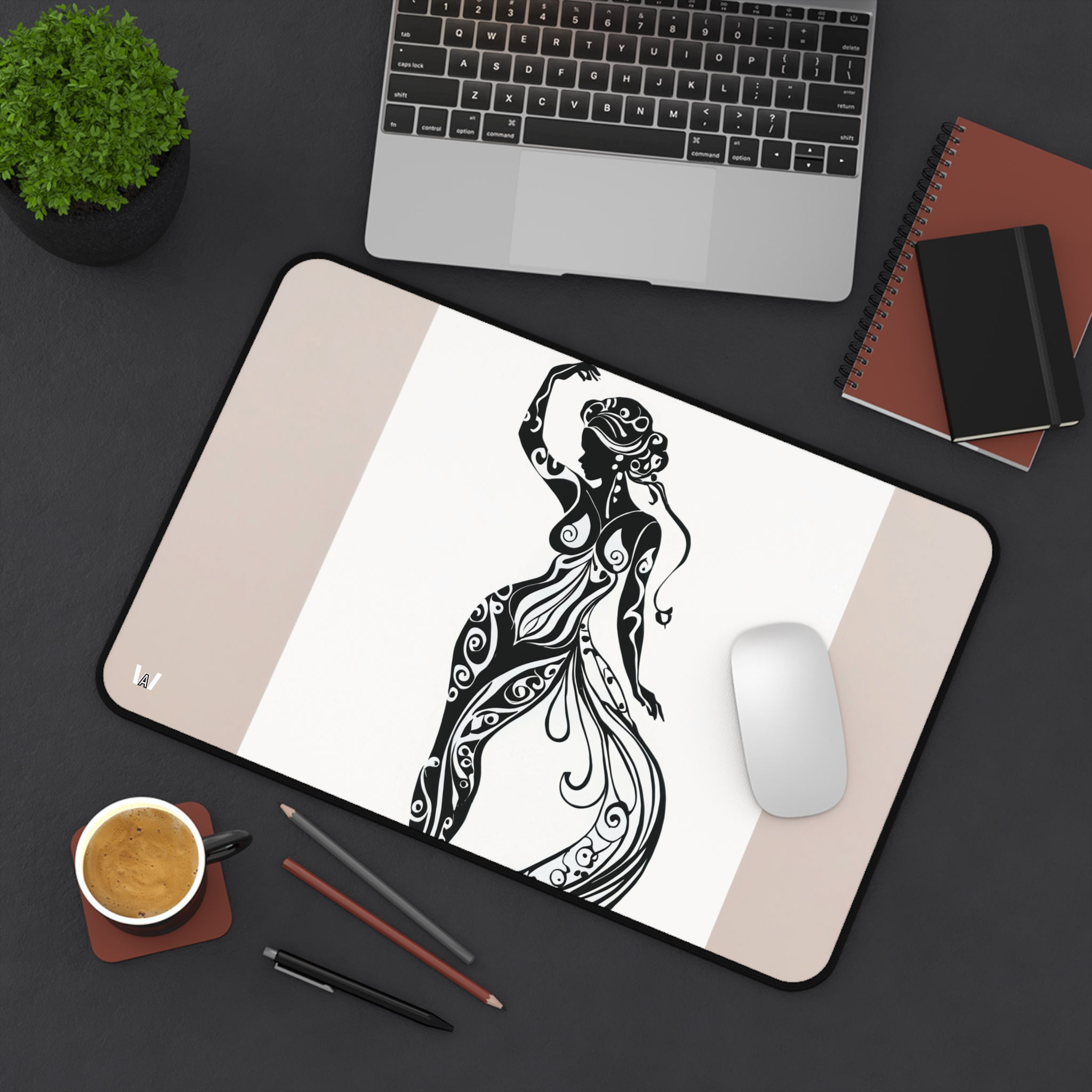 Silhouette Lady Desk Mat | Stylish Workspace Decor, Work From Home Supplies