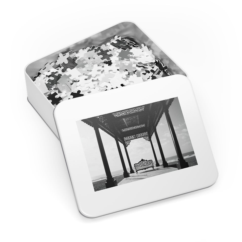 Thumbnail: Elegant Black & White Jigsaw Puzzle with Tin – Serene Home Décor