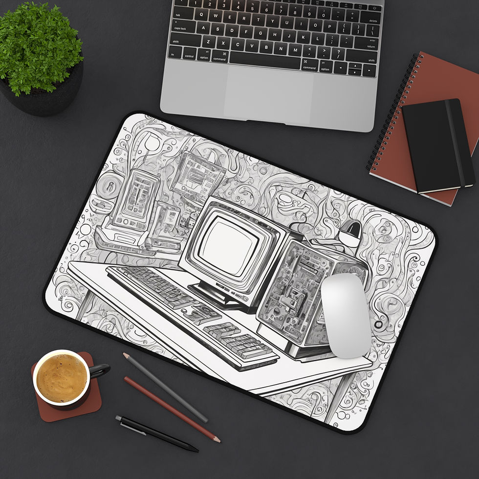 Thumbnail: Abstract Vintage Computer Desk Mat | Retro Aesthetic for Gamers and Home Offices
