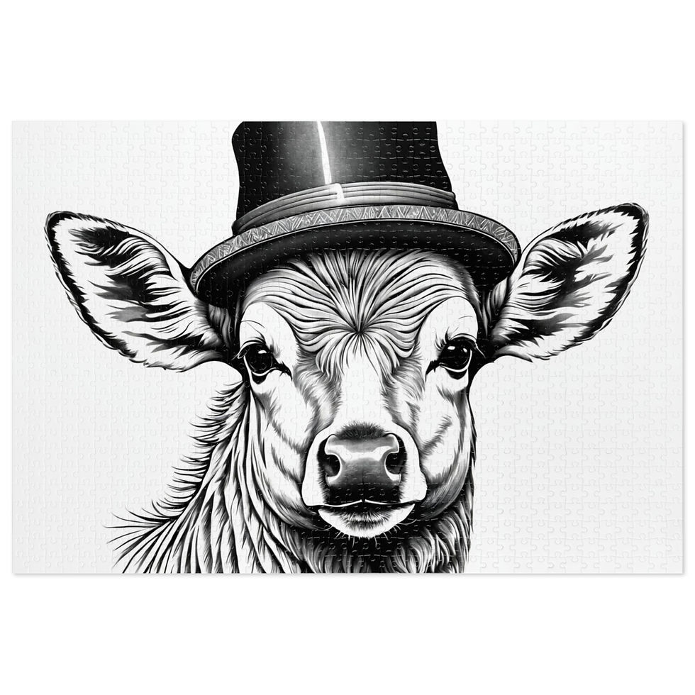 Thumbnail: Whimsical Cow Jigsaw Puzzle in Tin, Fun Gift for Kids, Family Activity