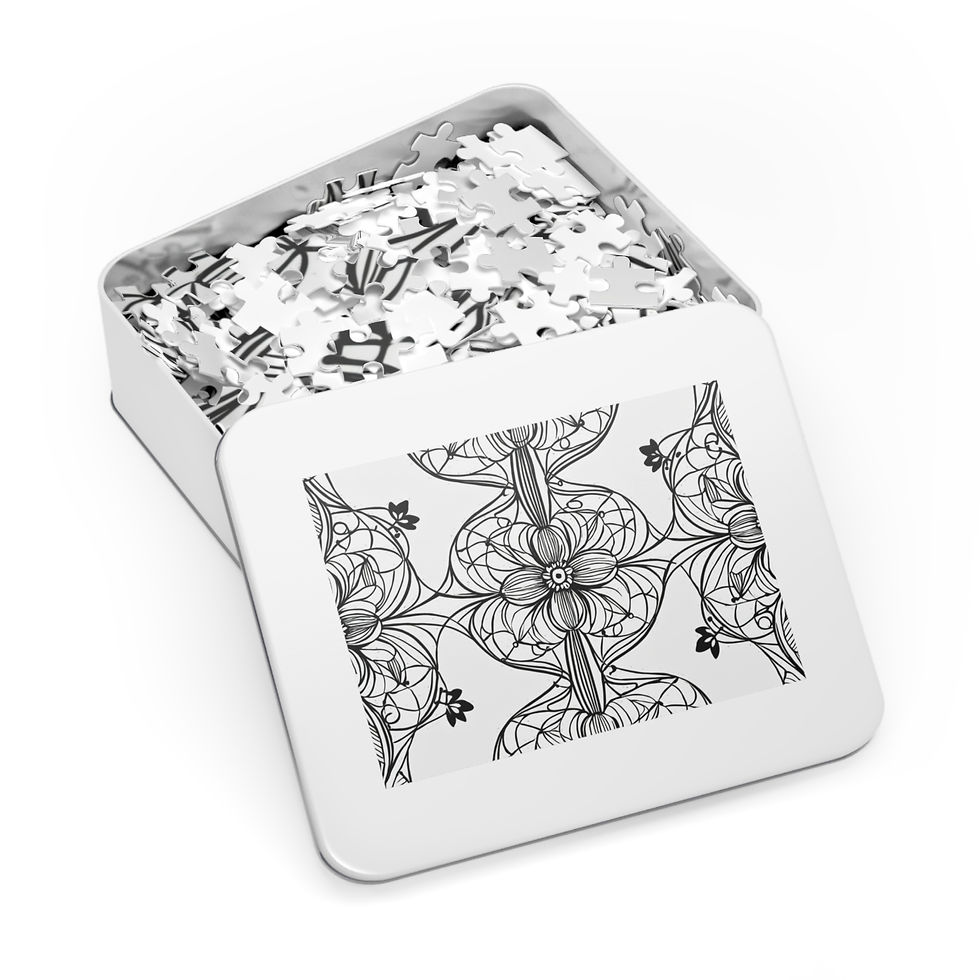 Thumbnail: Elegant Floral Jigsaw Puzzle with Tin - Relaxing Mindfulness Activity