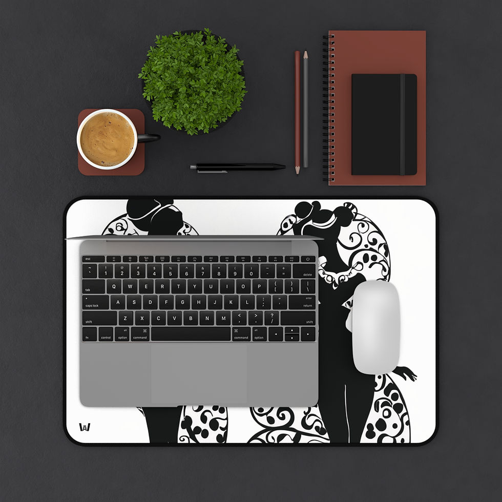 Thumbnail: Elegant Black & White Desk Mat | Feminine Silhouette Design, Workspace Art
