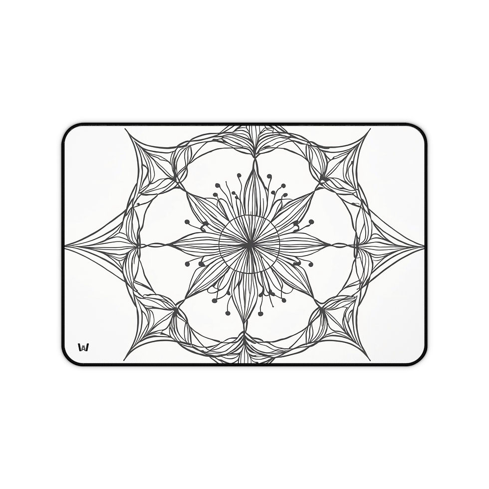 Thumbnail: Elegant Mandala Desk Mat | Black and White Office Decor, Workspace Essentials