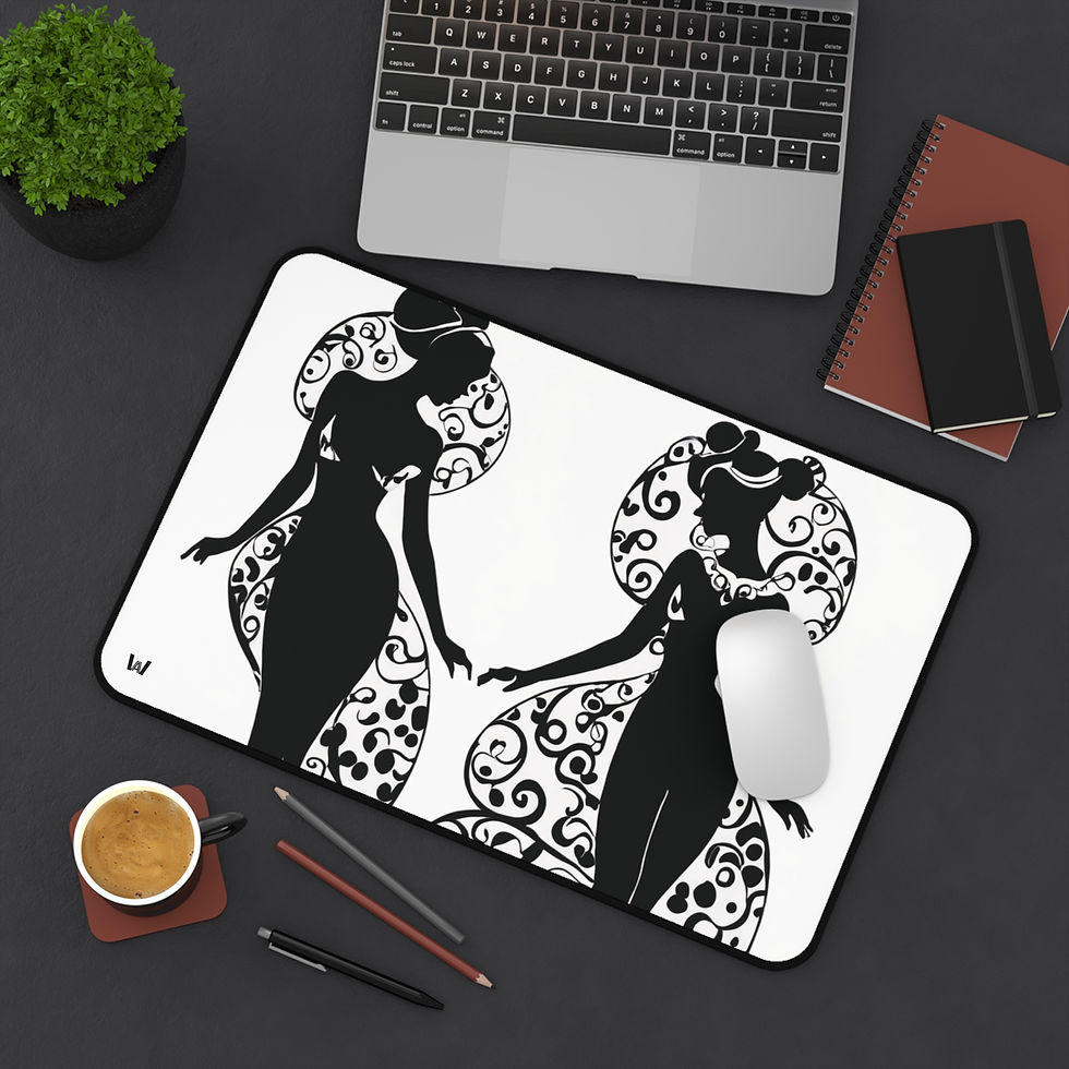 Thumbnail: Elegant Black & White Desk Mat | Feminine Silhouette Design, Workspace Art