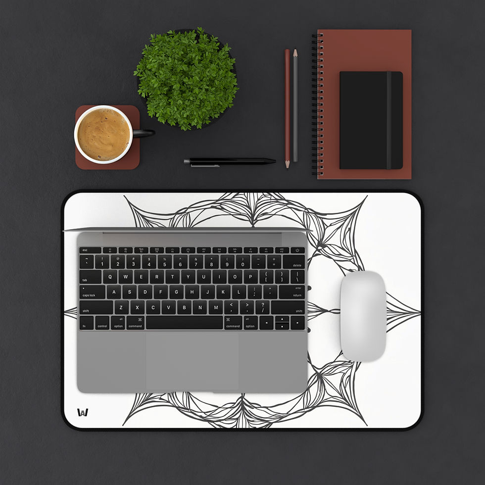 Thumbnail: Elegant Mandala Desk Mat | Black and White Office Decor, Workspace Essentials