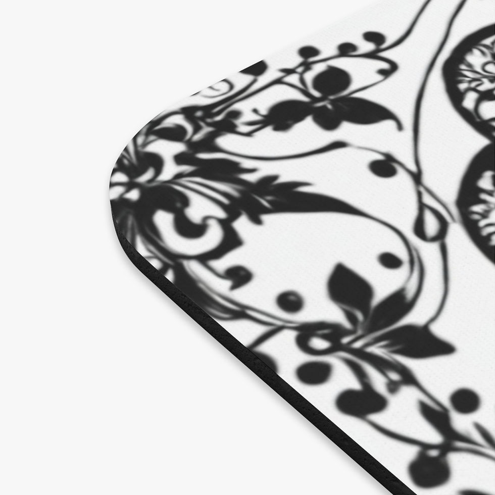 Thumbnail: Ornate Black & White Mandala Mouse Pad | Desk Mat for Home Office