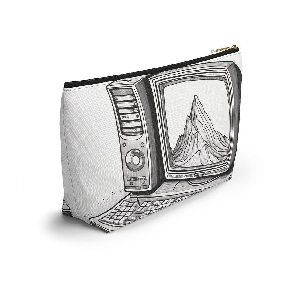 Thumbnail: Computer Sketch Accessory Pouch | For Tech Lovers, Stylish Cosmetic Organizer