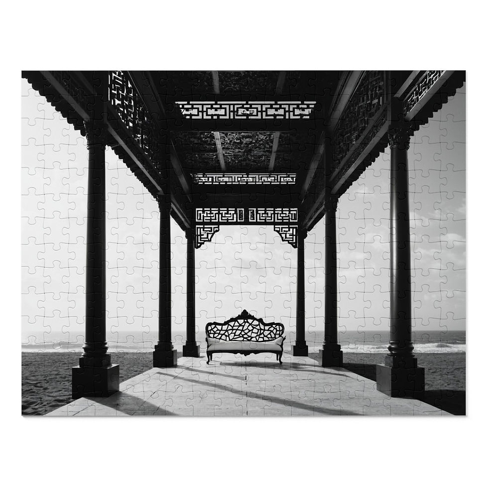 Thumbnail: Elegant Black & White Jigsaw Puzzle with Tin – Serene Home Décor