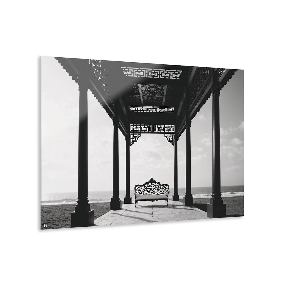 Thumbnail: Scenic Dream Acrylic Print | Modern Black & White Landscape Art