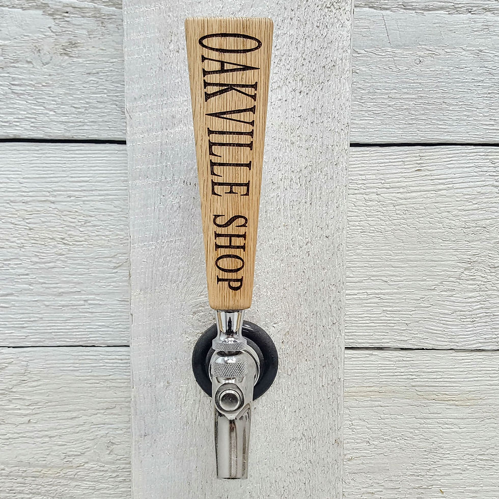 Thumbnail: Personalized Tapered Beer Tap Handle Oak Wood 6". For tap room, bar, coffee shop