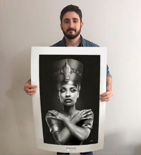 Miniatura: CÓPIA FINE ART - Nefertiti realista - A1 Papel especial Matt Fibre (fosco)