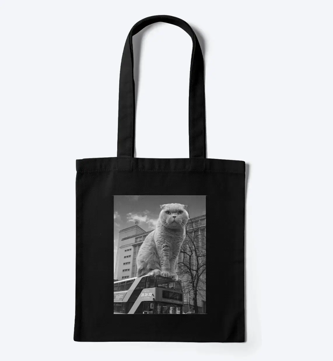 Tote Bag Giant Cat Black