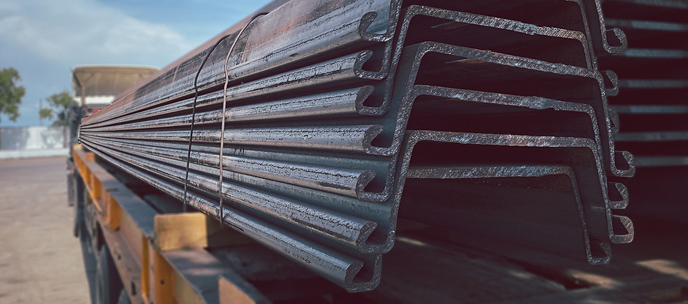 Prepare sheet piles for making a retaining wall construction steel.jpg
