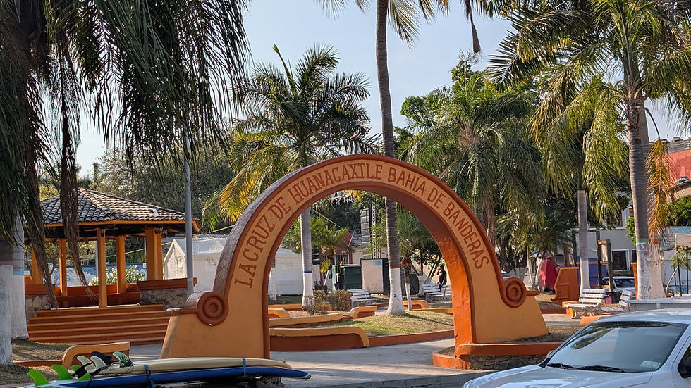 The beautiful central plaza in La Cruz