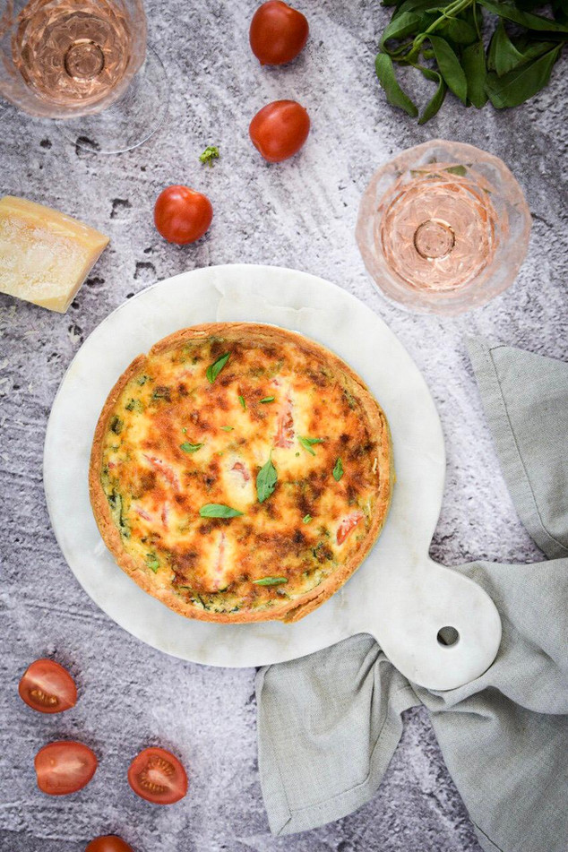 Quiche de tomate cherry y albahaca