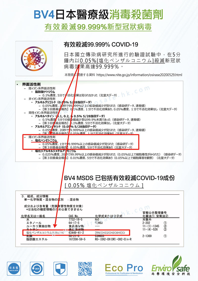 縮圖：BV4 日本長效消毒殺菌劑 1L 補充裝