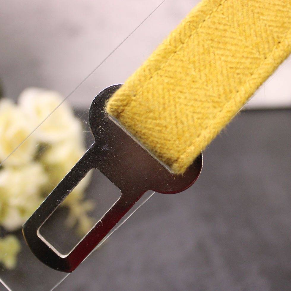 Thumbnail: Mustard Herringbone Tweed Clip-in Seatbelt