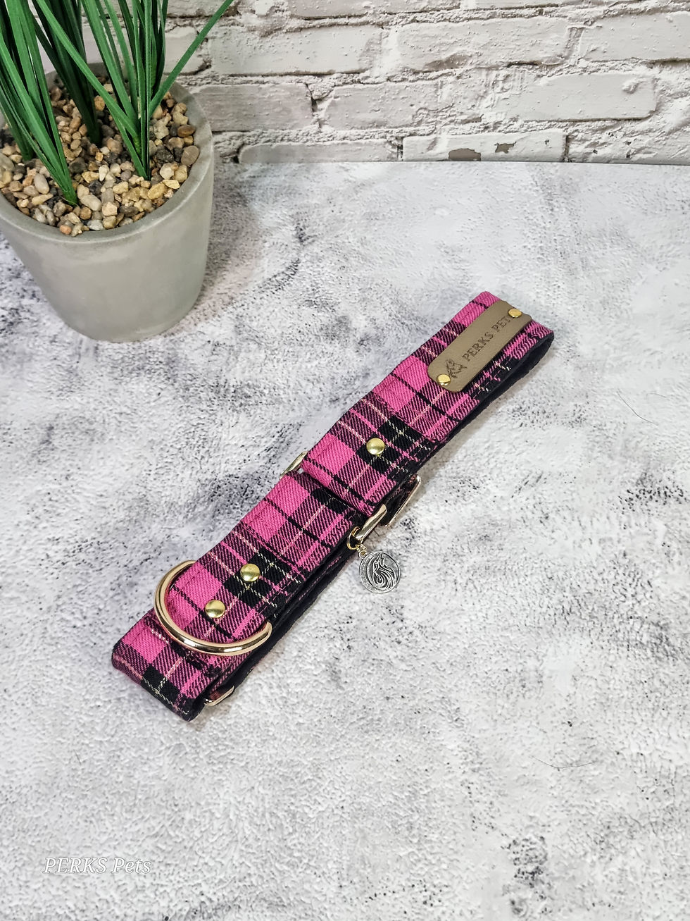 Thumbnail: Tartan Bling Pink Martingale Collar