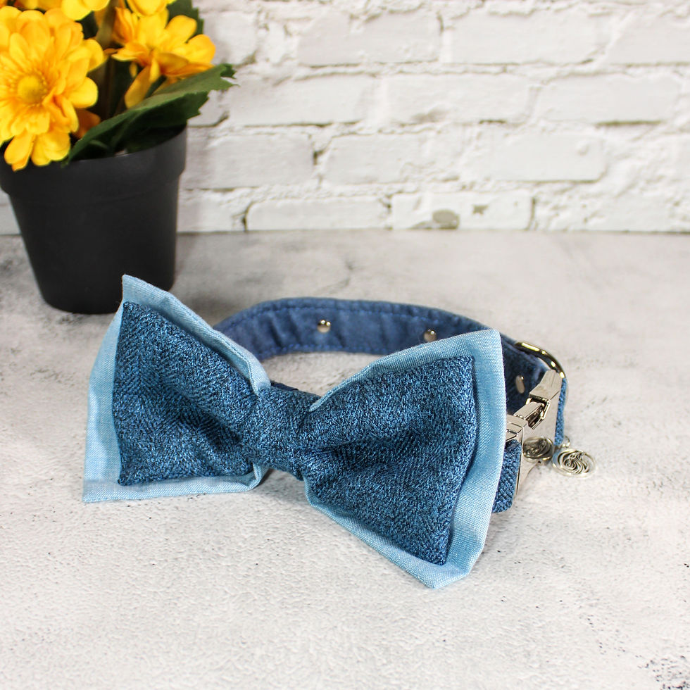 Thumbnail: Blue Herringbone Tweed Bow