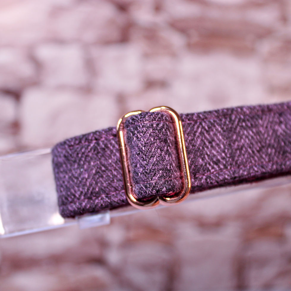 Thumbnail: Purple Herringbone Tweed Adjustable Collar