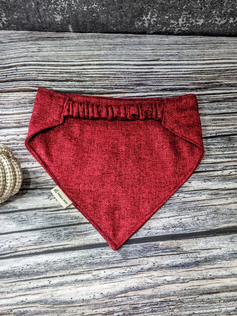 Thumbnail: Red Herringbone Tweed Stretchy Bandana