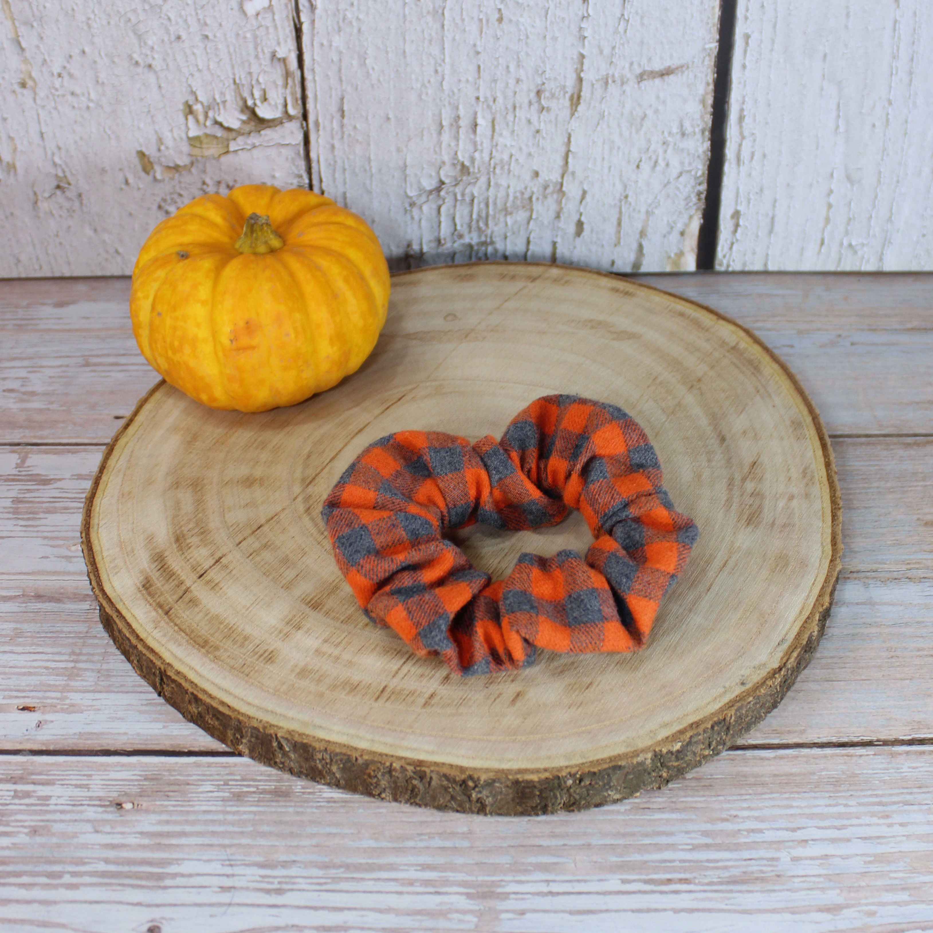 Buffalo Plaid Orange Scrunchie