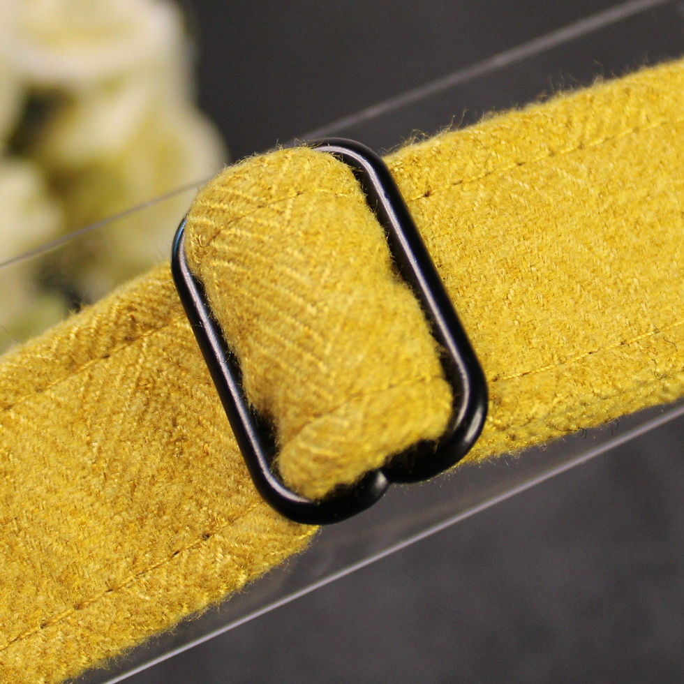 Thumbnail: Mustard Herringbone Tweed Clip-in Seatbelt