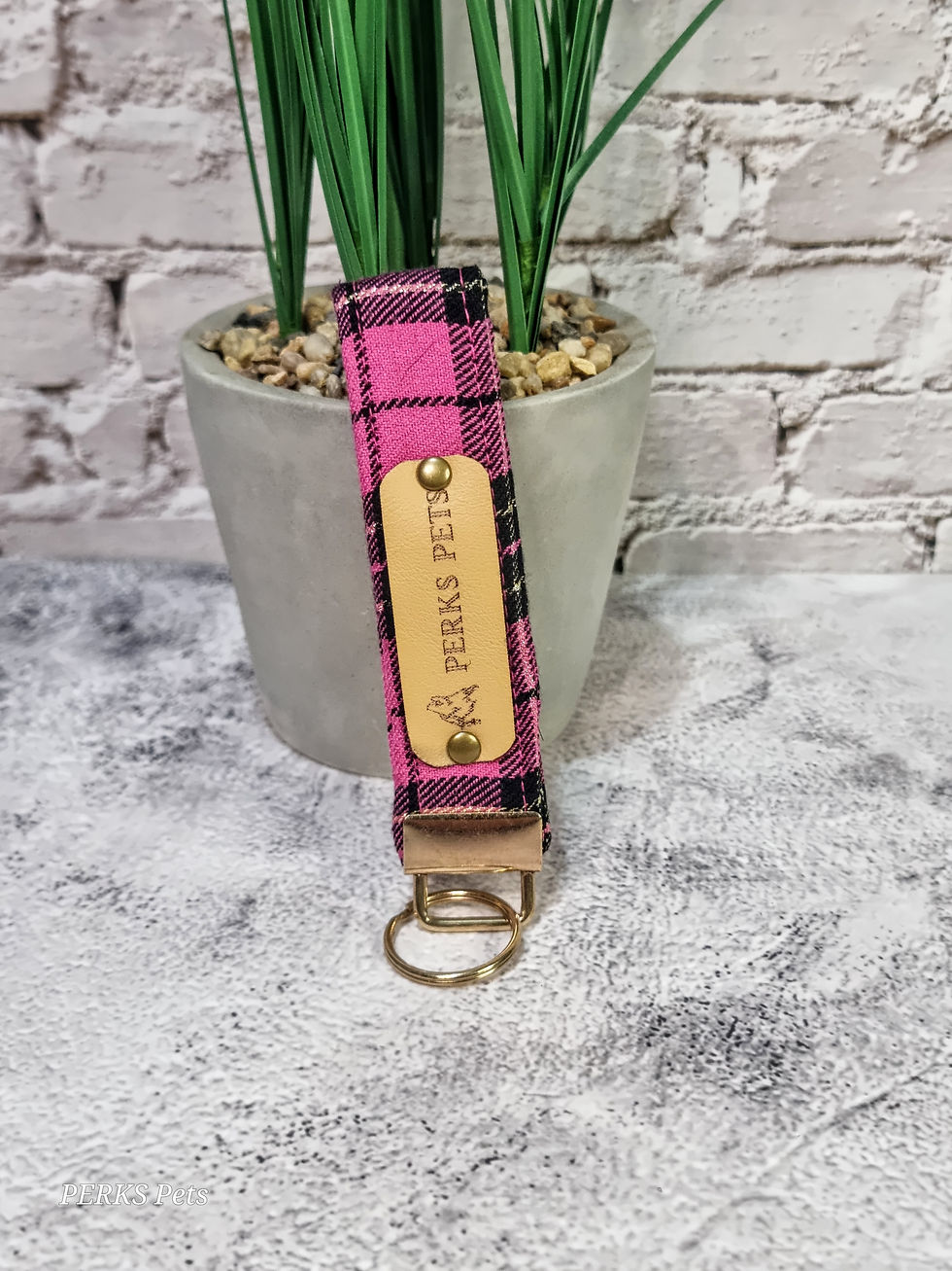 Thumbnail: Tartan Bling Pink Key Fob