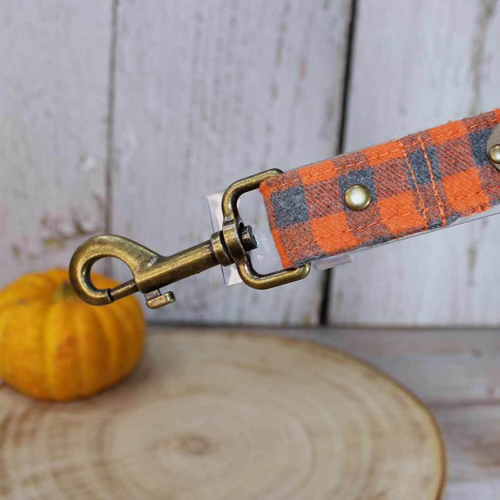 Thumbnail: Buffalo Plaid Orange Clip-in Dog Seatbelt