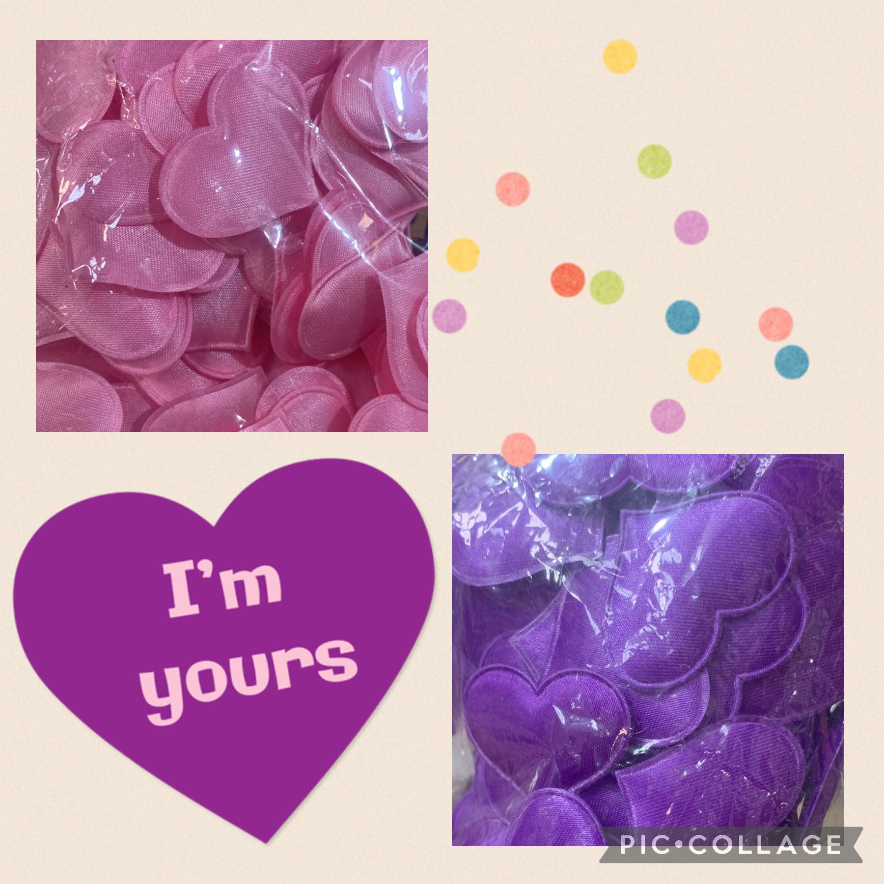 קונפטי לבבות מבד