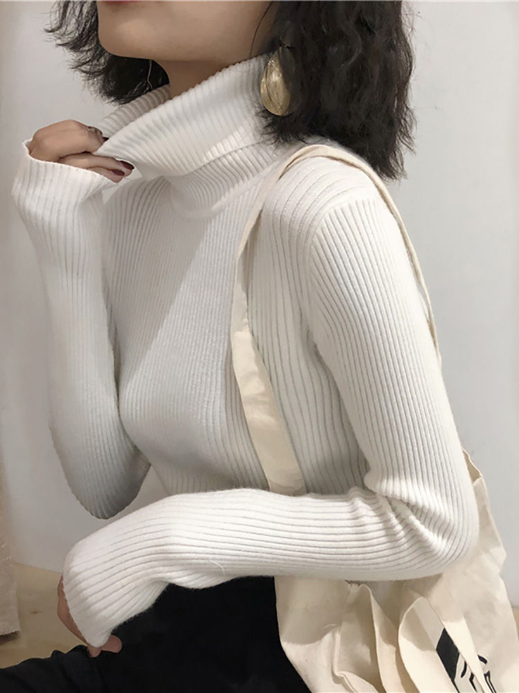 Thumbnail: Women's Turtleneck Jumper 2026 Autumn Winter Slim Fit Knitted Sweater Korean Sty