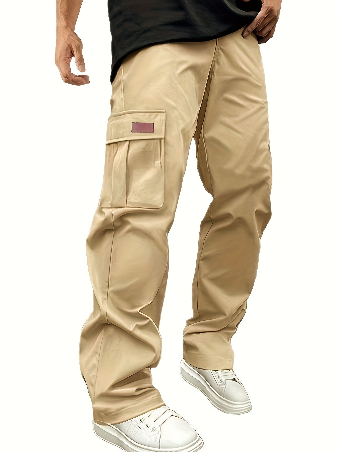 Men’s Multi-Pocket Cargo Trousers – Drawstring Waist Casual Workwear Pants