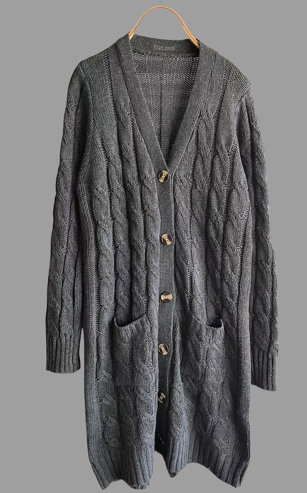 Miniatura: Essential Oversized V-Neck Knit Cardigan – Thick Longline Autumn/Winter Sweater