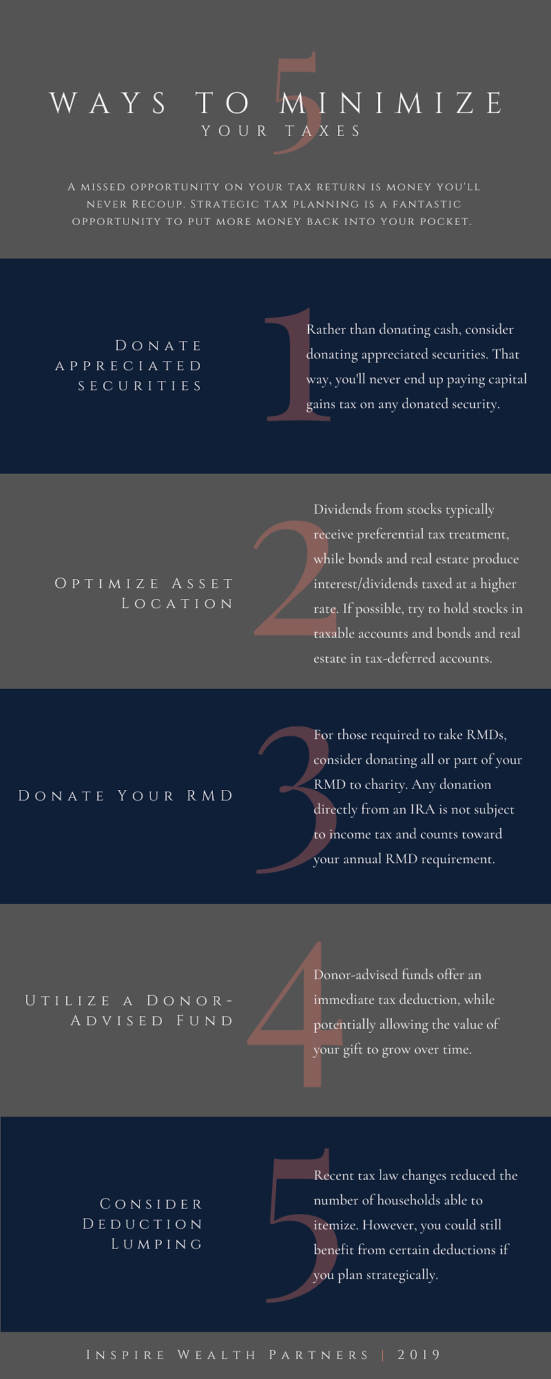 5 Ways to Minimize Your Taxes infographic