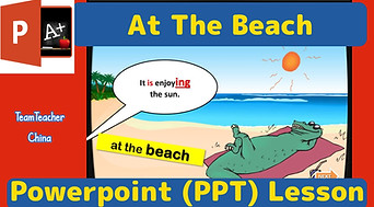 beach present progressive powerpoint ppt lesson
