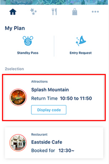 Tokyo Disney App Standby Pass view booking